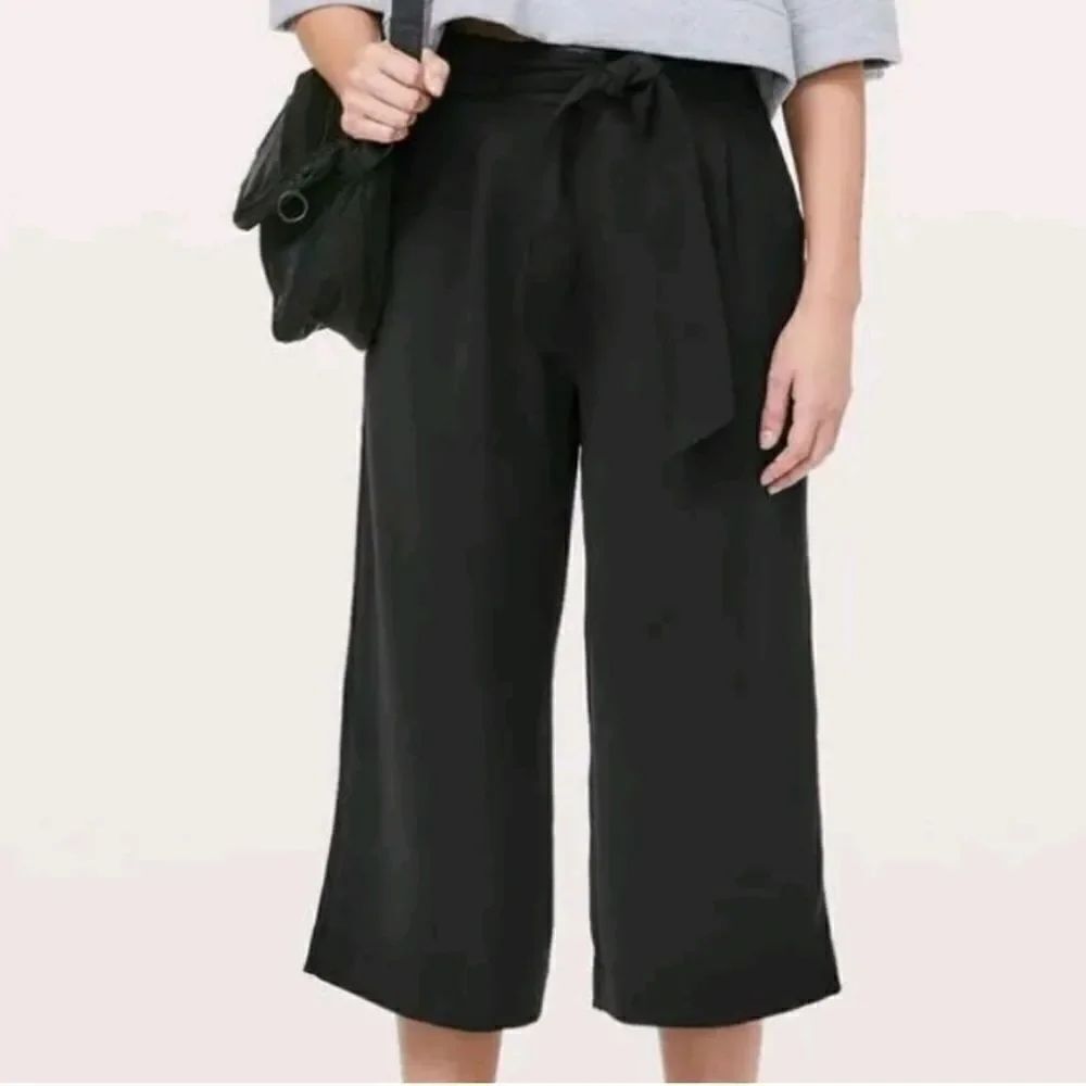 Lululemon Noir Crop Black Wide Leg Tie Waist